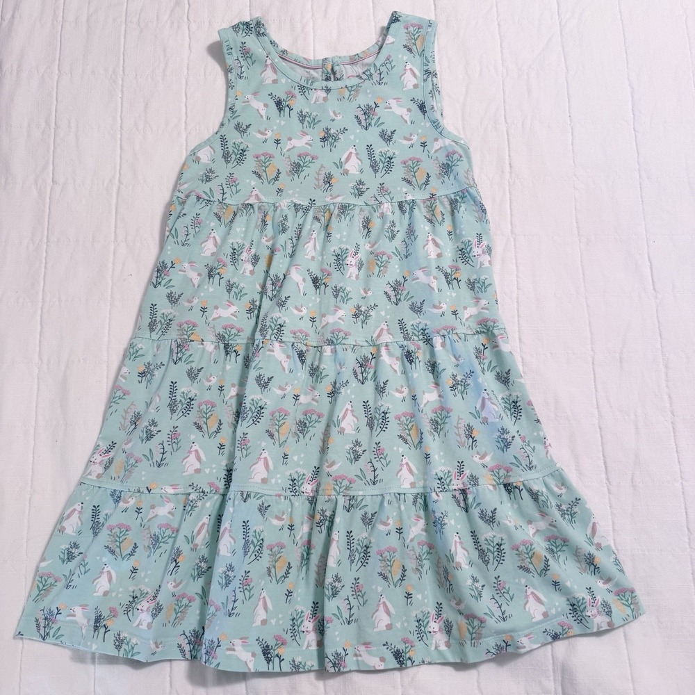 Ruffle Butts Girls Dress Size 8 Floral Bunnies Spring Summer Cotton Knit EUC - Picture 1 of 7